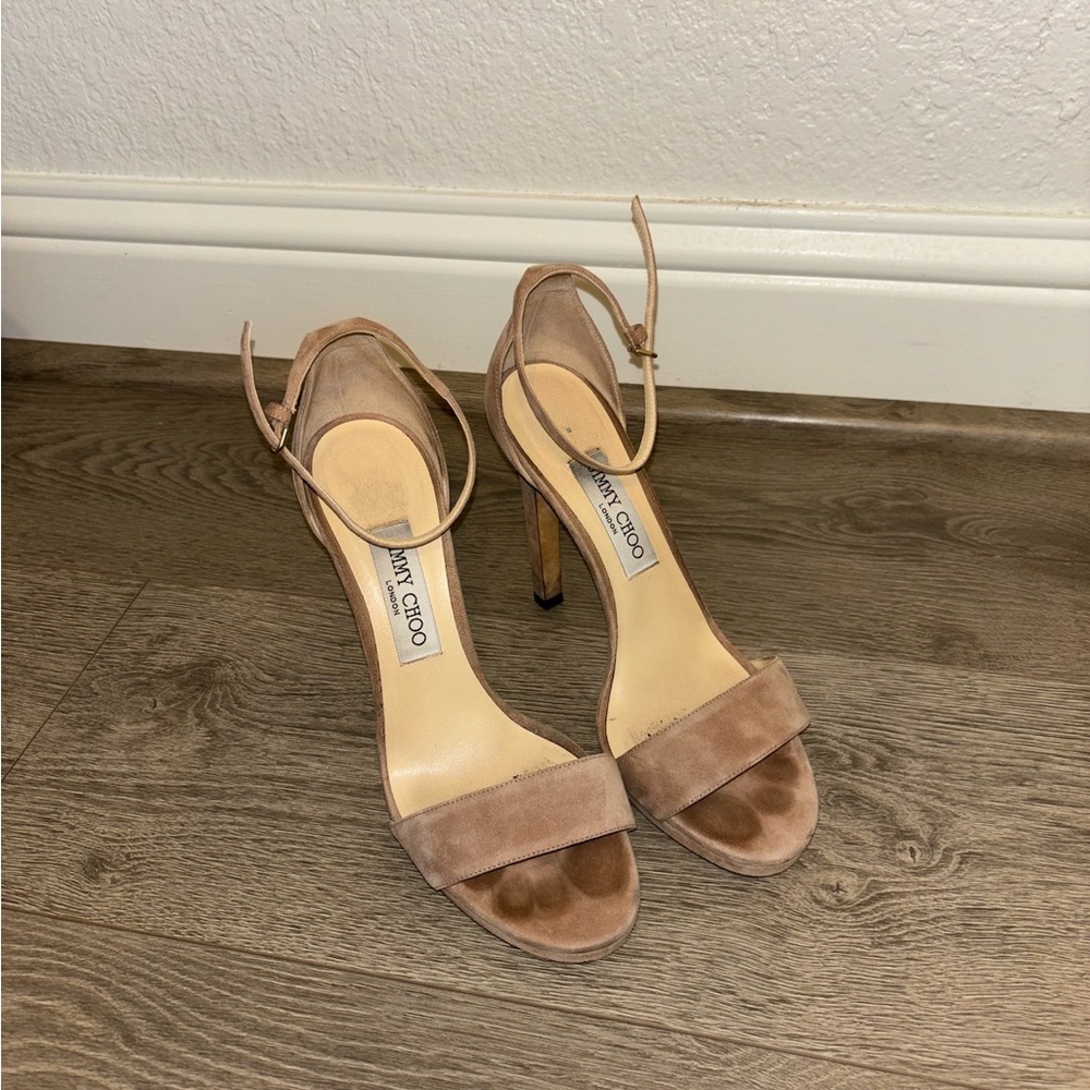 Jimmy Choo Nude Suede Heels